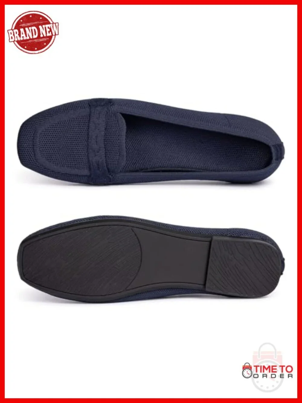 Stretchy Knit Loafer Flats Square Toe Comfort Casual Work Driving Shoes